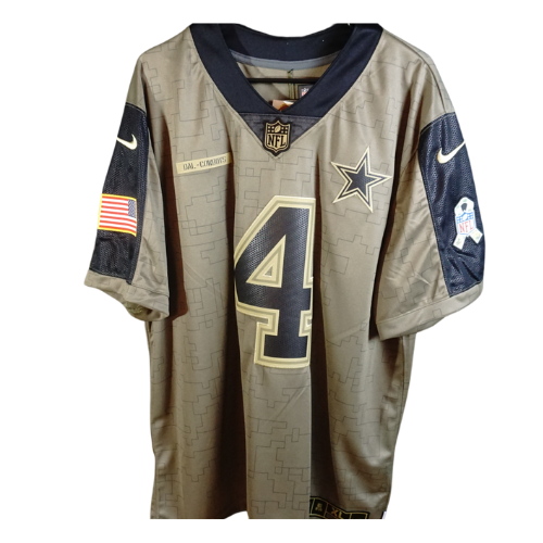Camiseta de fútbol militar firmada por los Dallas Cowboys | N.° 4 Dak Prescott