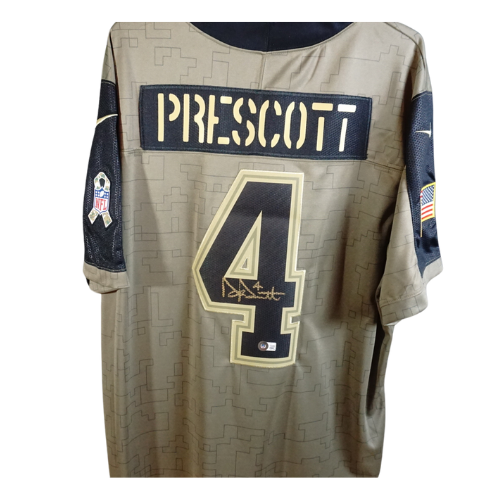 Camiseta de fútbol militar firmada por los Dallas Cowboys | N.° 4 Dak Prescott