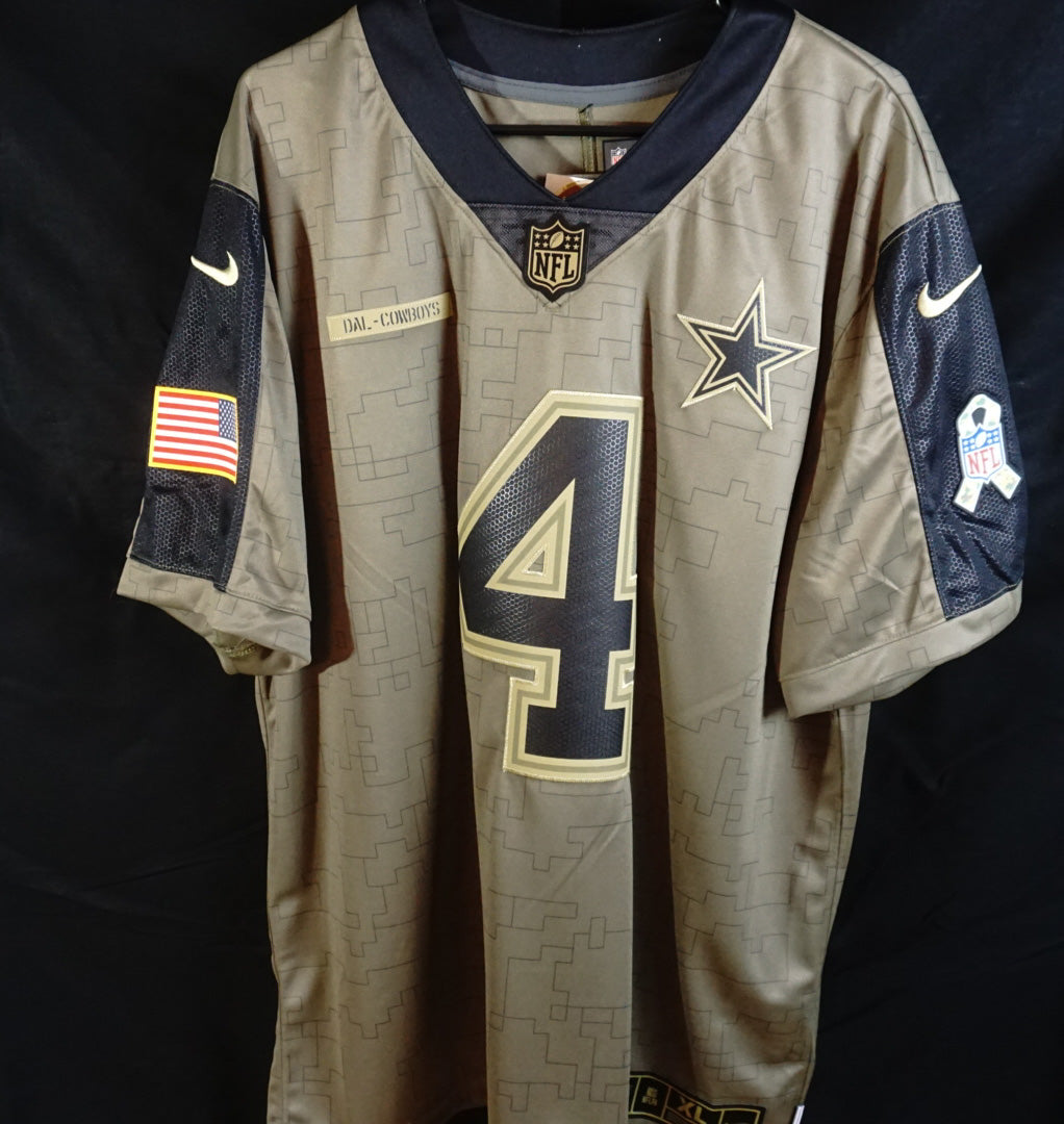 Camiseta de fútbol militar firmada por los Dallas Cowboys | N.° 4 Dak Prescott