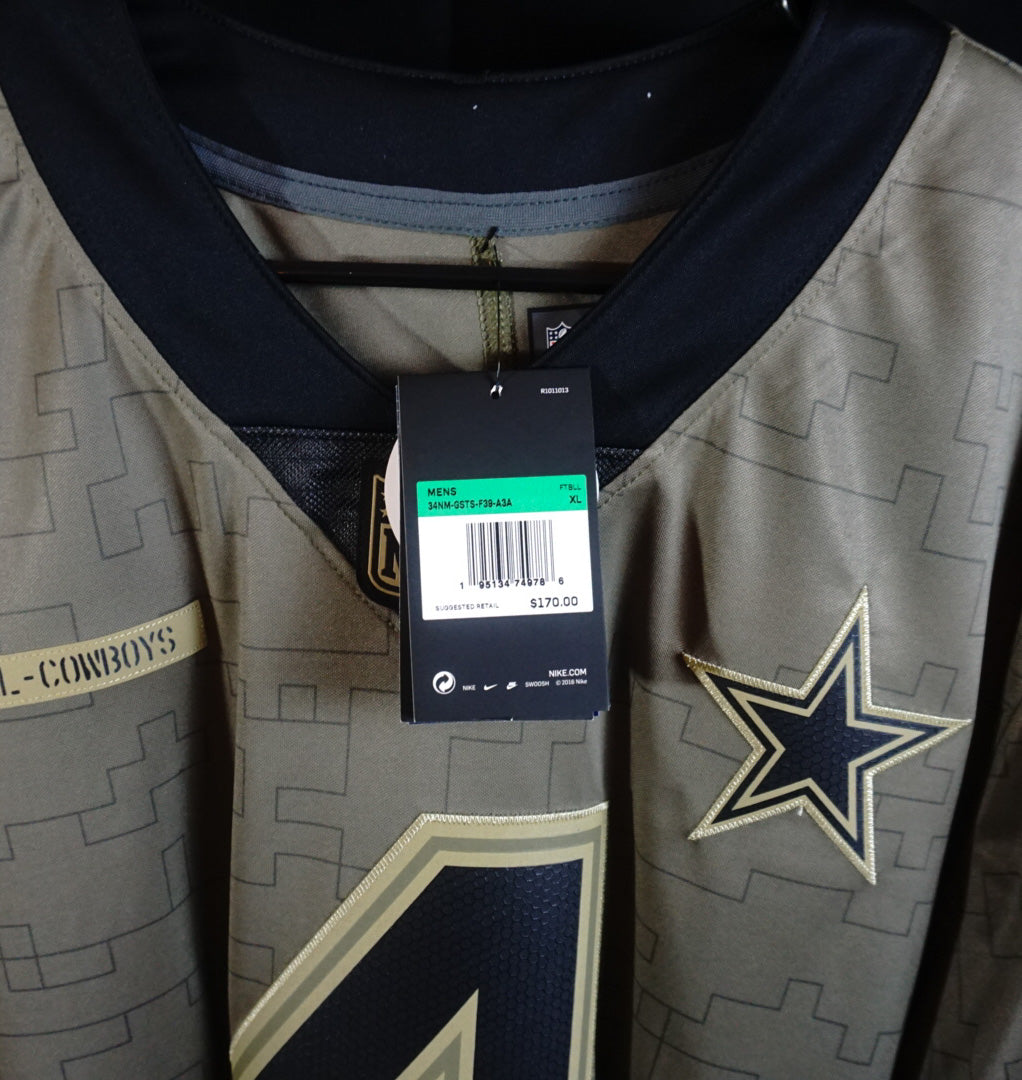 Camiseta de fútbol militar firmada por los Dallas Cowboys | N.° 4 Dak Prescott